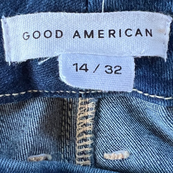 Good American Good Petite Straight Leg Jeans Denim Sz 14 /32 Blue383 - Picture 7 of 7